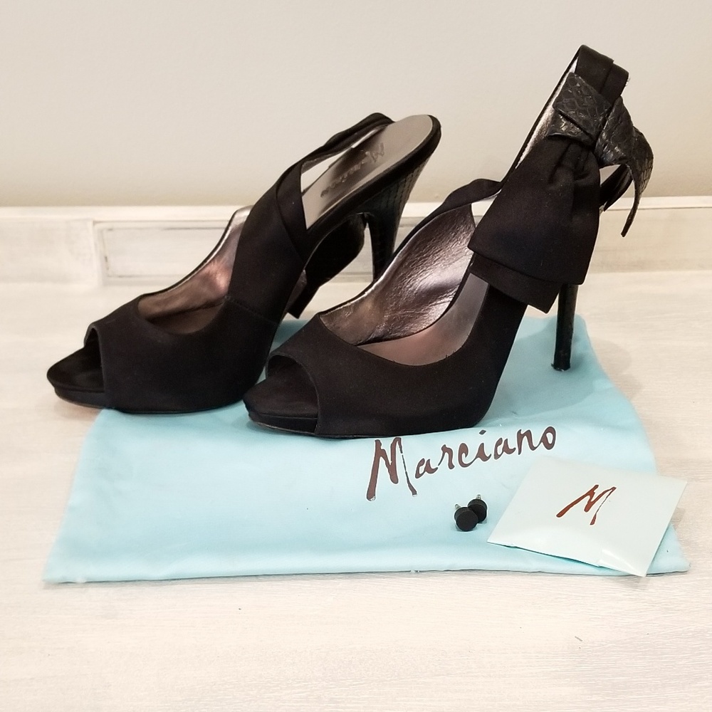 Marciano Satin Sling Back Pumps